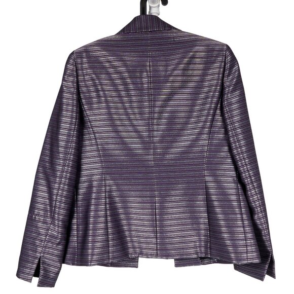 Kasper Blazer Jacket Tank Set 6 Women Purple Silver Striped Career Metallic - Picture 5 of 9